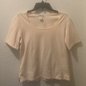 Eddie Bauer Cream Fitted Short Sleeve T-Shirt